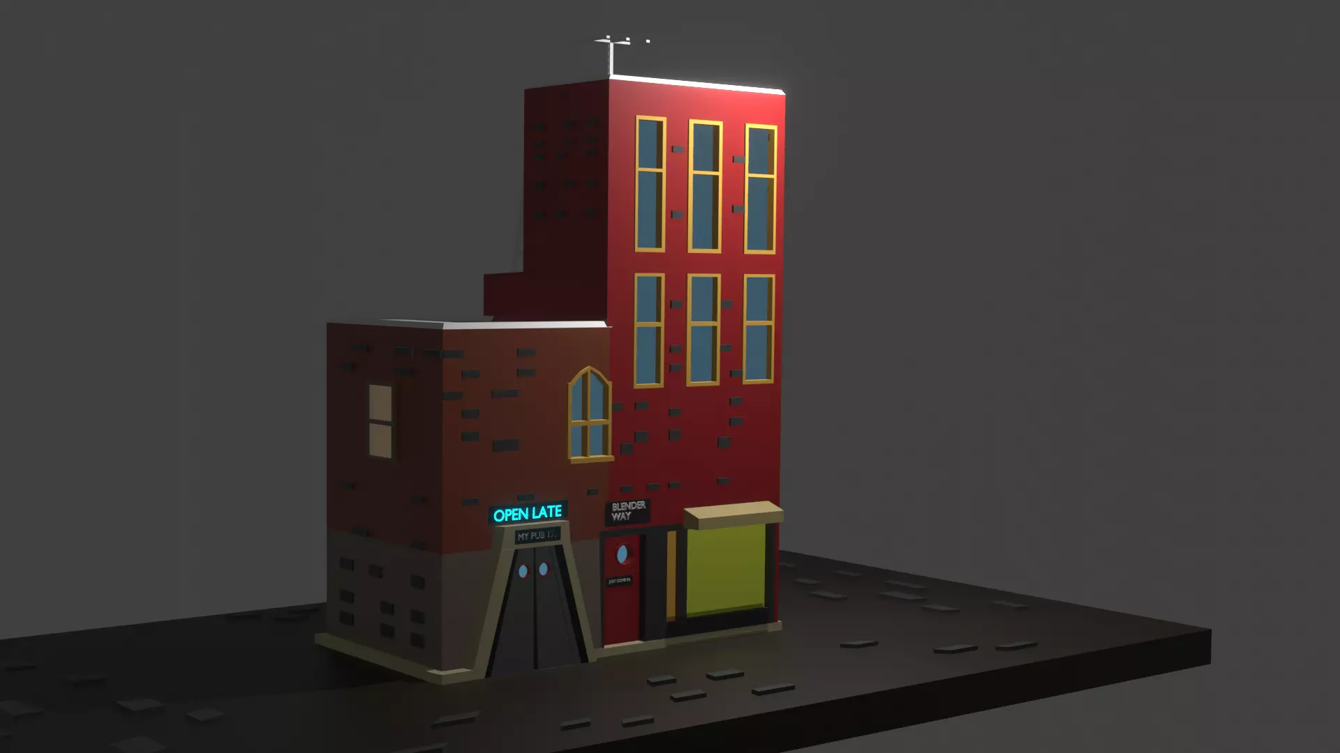 Low Polly Building Free low-poly 3D model_0