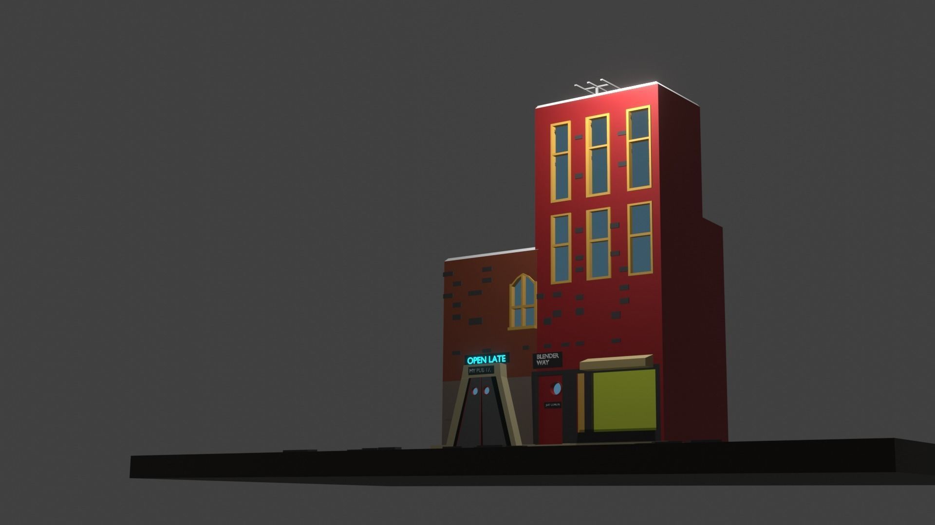 Low Polly Building Free low-poly 3D model_3