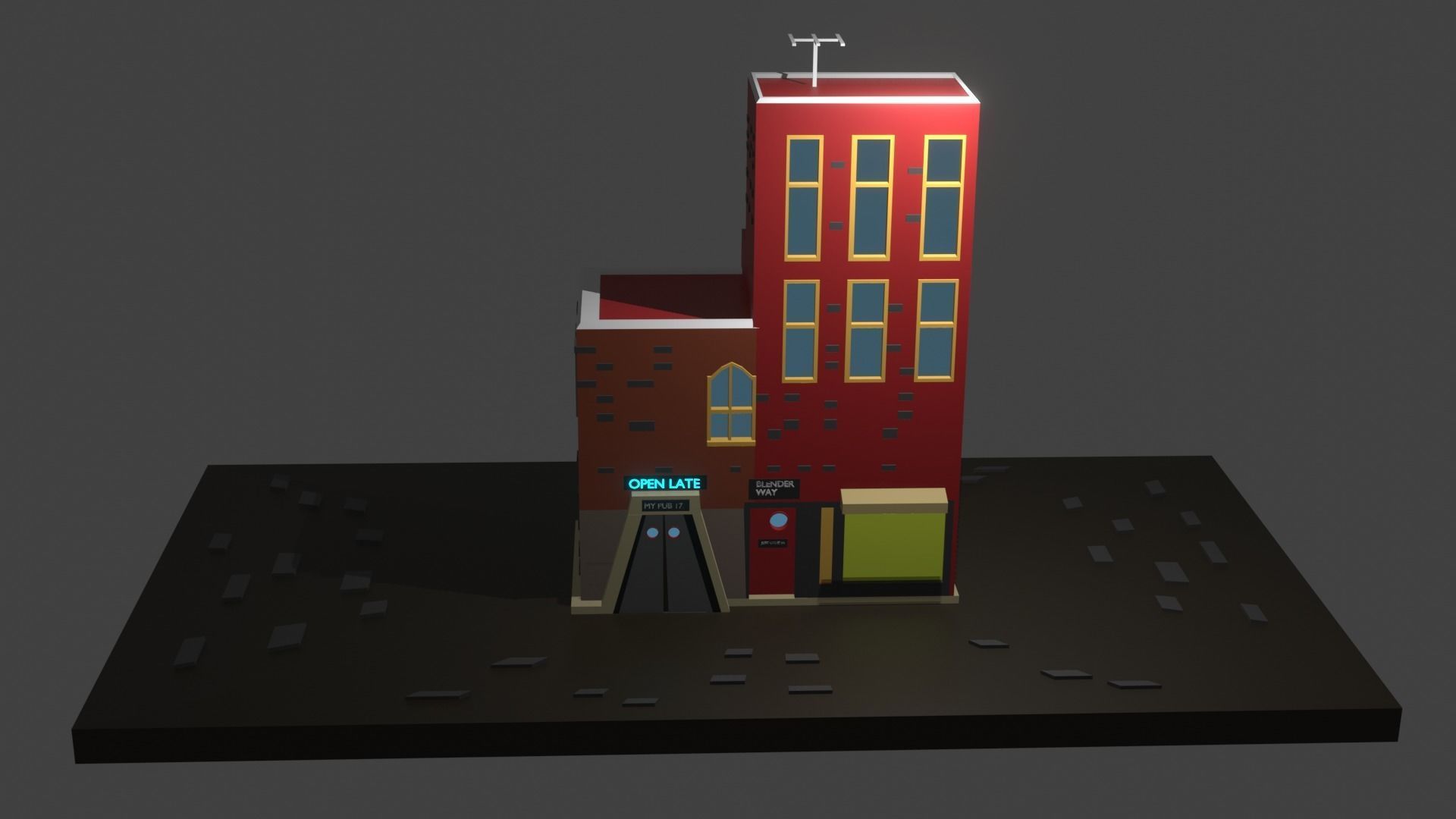 Low Polly Building Free low-poly 3D model_2
