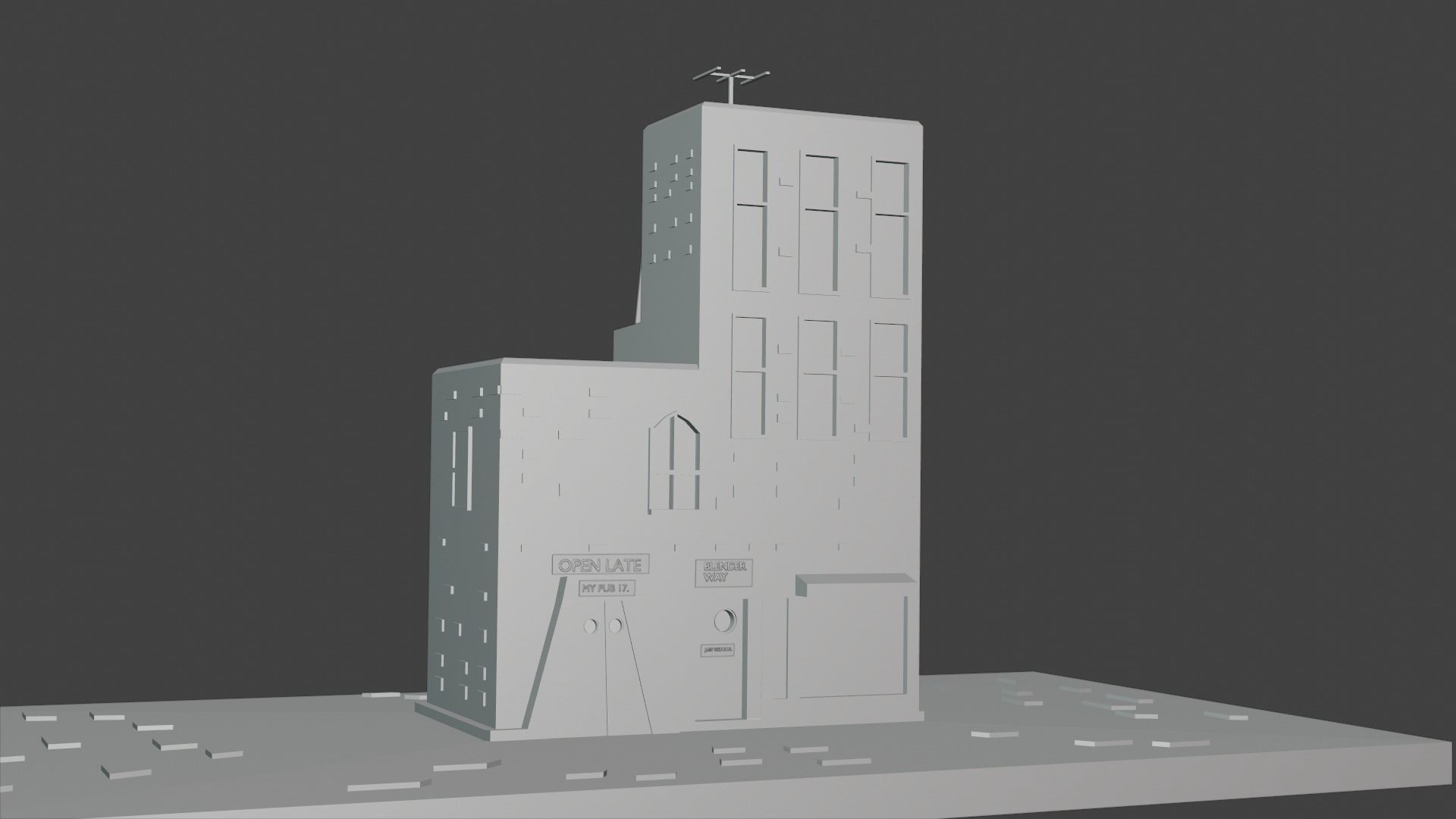 Low Polly Building Free low-poly 3D model_4