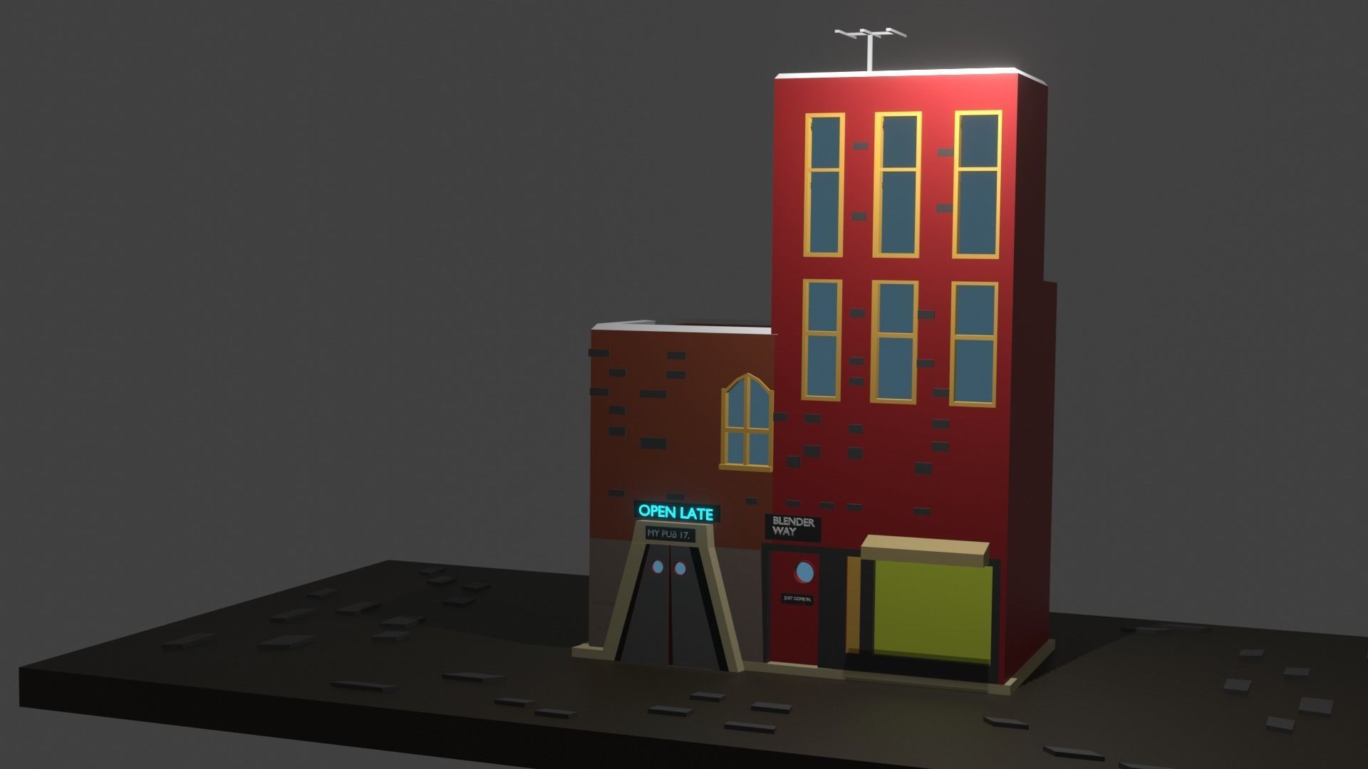 Low Polly Building Free low-poly 3D model_1