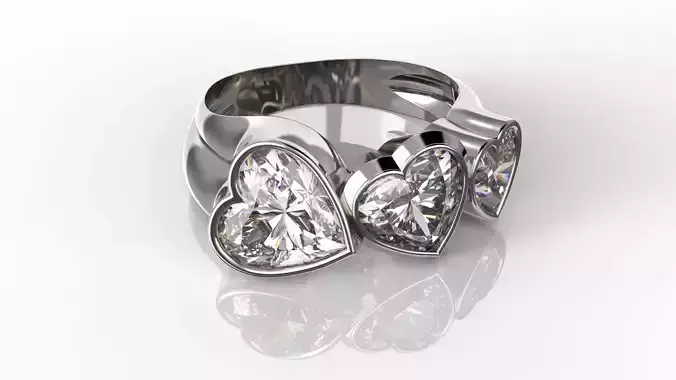 Three Heart Love Ring