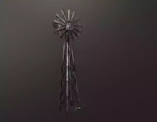 Windwheel windmill Low-poly 3D model
