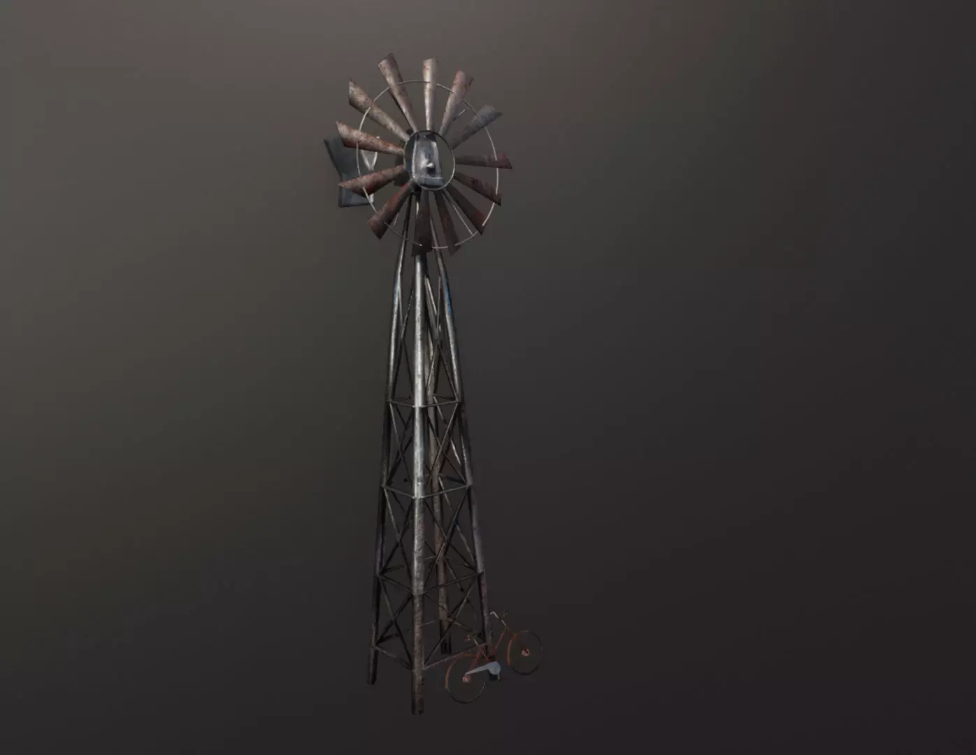 Windwheel windmill Low-poly 3D model_0