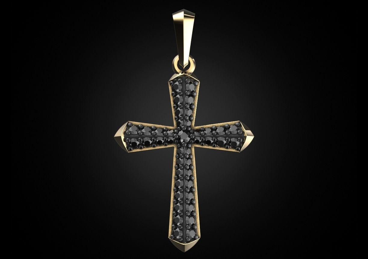 Stylish cross with precious stones 488 3D print model_6