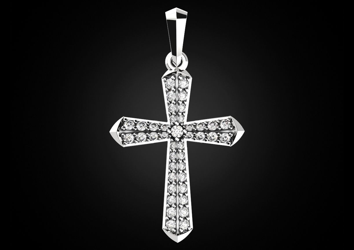 Stylish cross with precious stones 488 3D print model_10