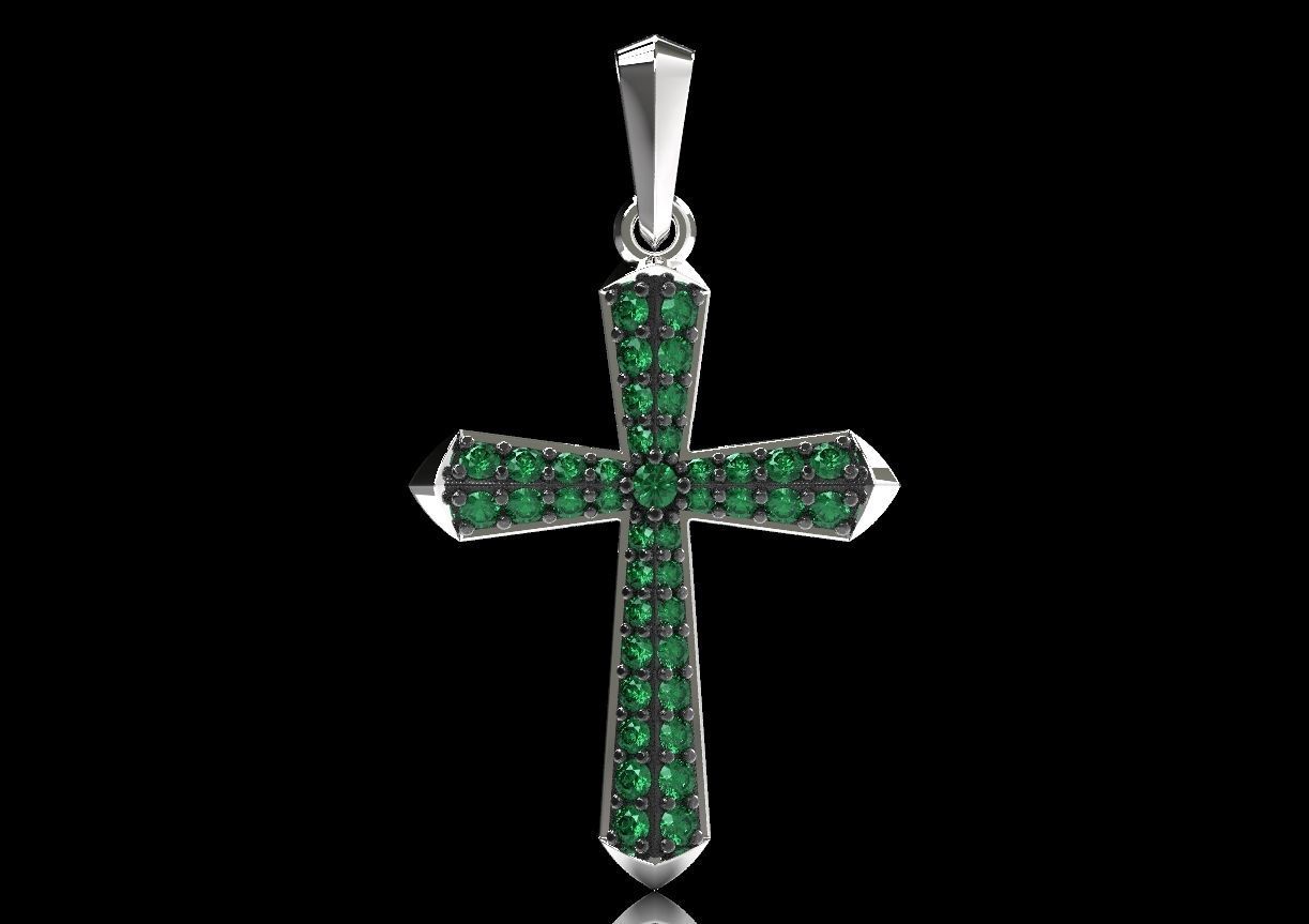Stylish cross with precious stones 488 3D print model_17