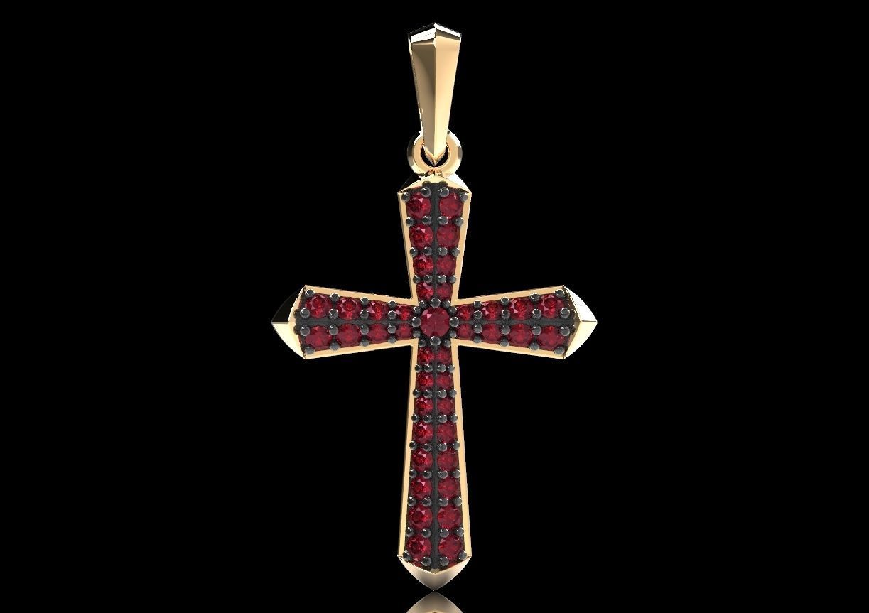 Stylish cross with precious stones 488 3D print model_19