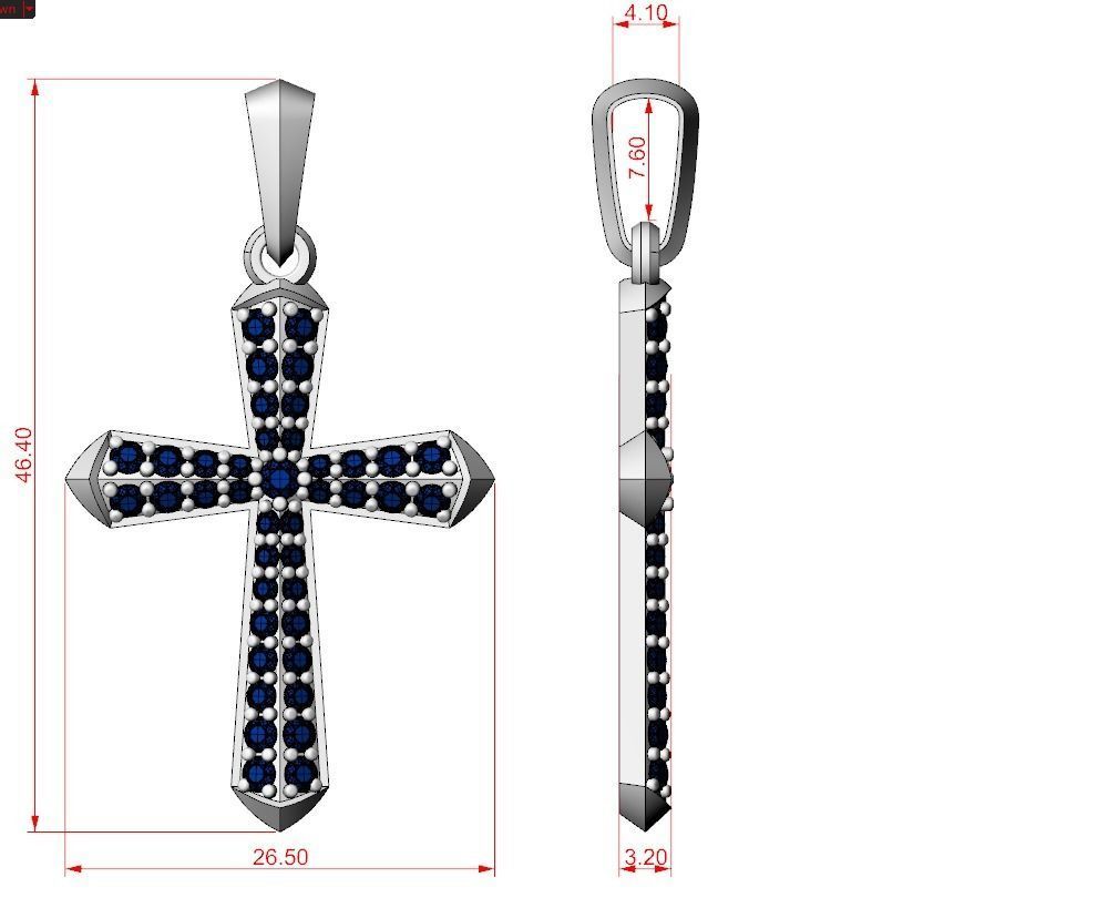 Stylish cross with precious stones 488 3D print model_21