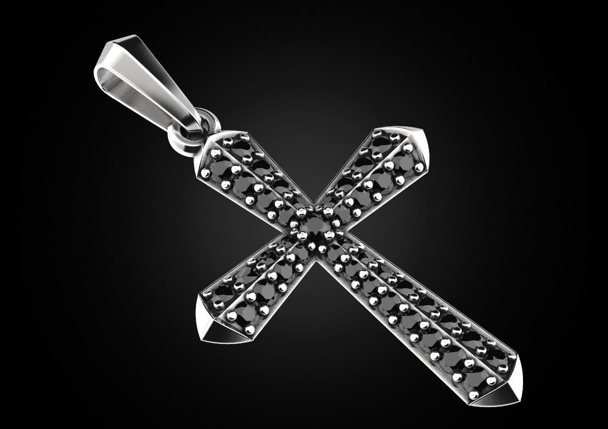 Stylish cross with precious stones 488 3D print model_9
