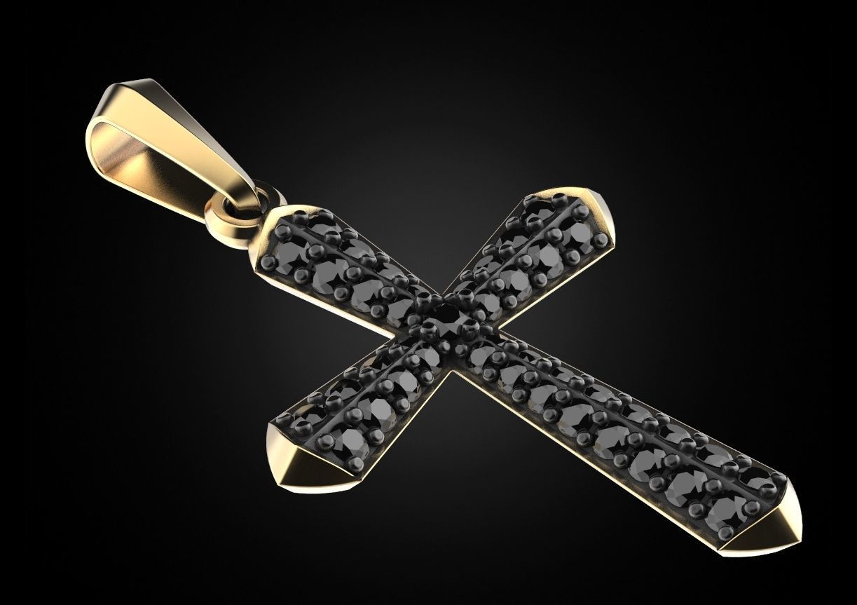 Stylish cross with precious stones 488 3D print model_8