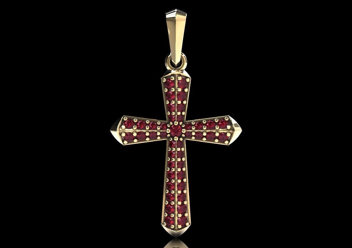 Stylish cross with precious stones 488 3D print model_13