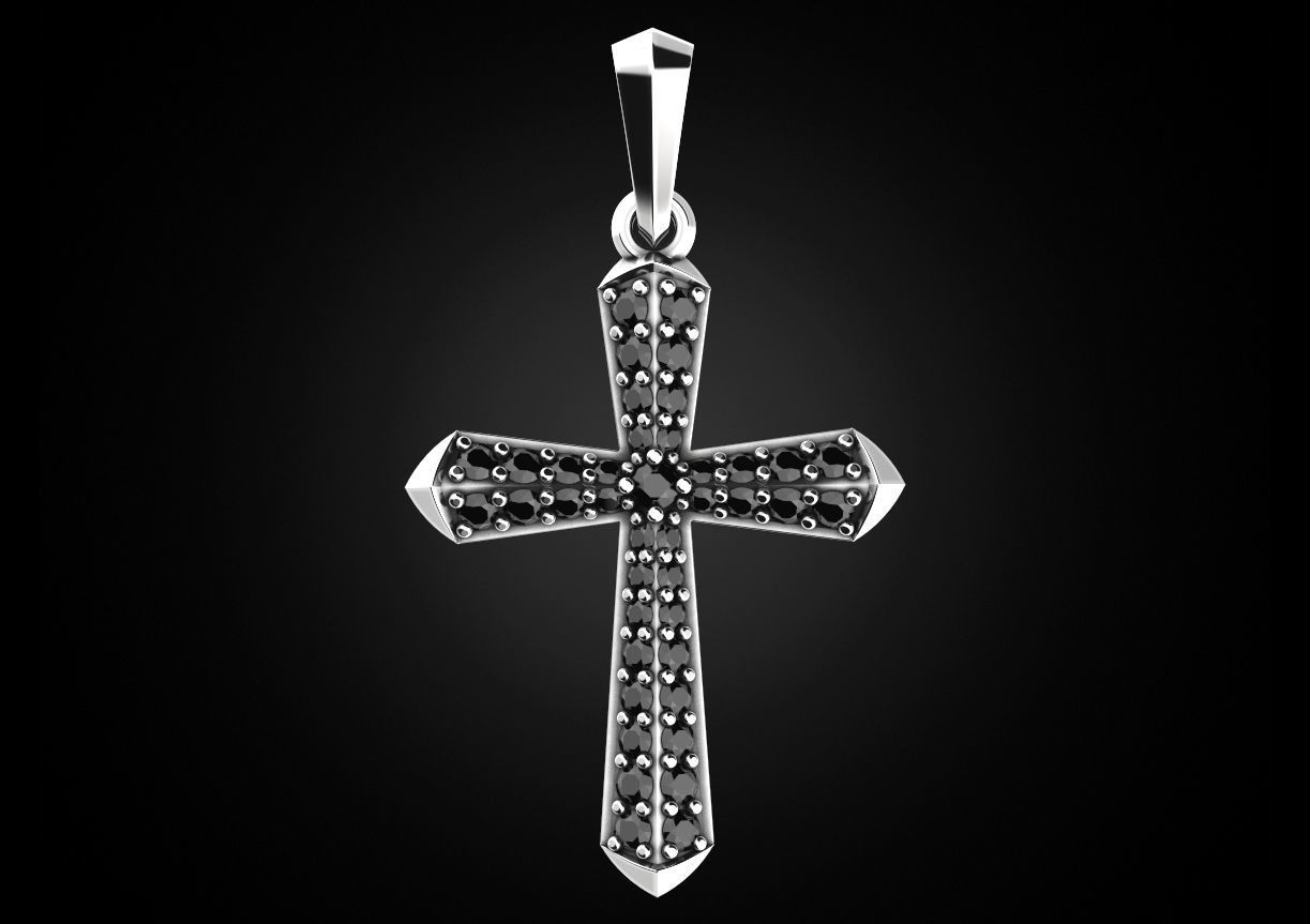 Stylish cross with precious stones 488 3D print model_2