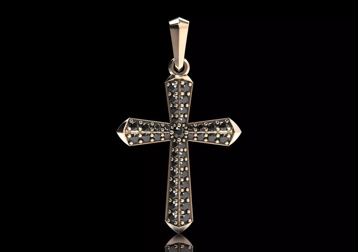 Stylish cross with precious stones 488 3D print model_0