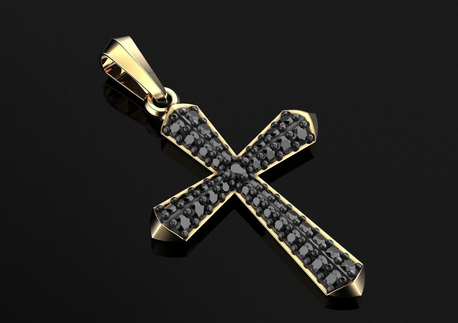 Stylish cross with precious stones 488 3D print model_5