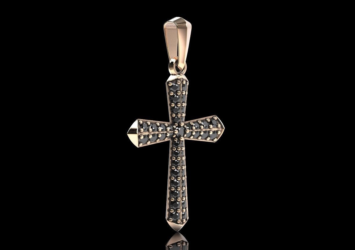 Stylish cross with precious stones 488 3D print model_1