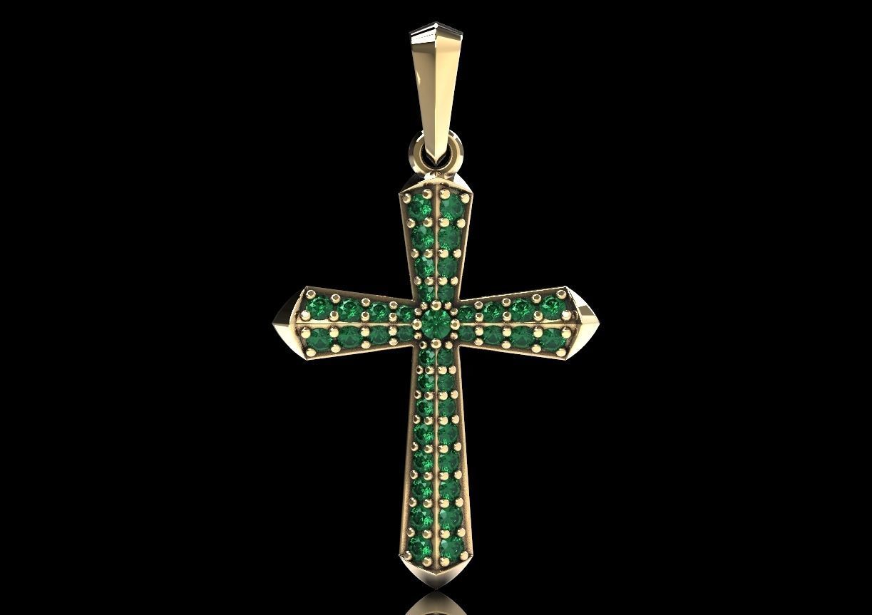 Stylish cross with precious stones 488 3D print model_14