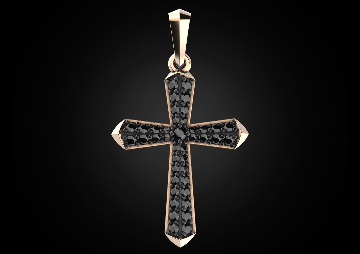 Stylish cross with precious stones 488 3D print model_4