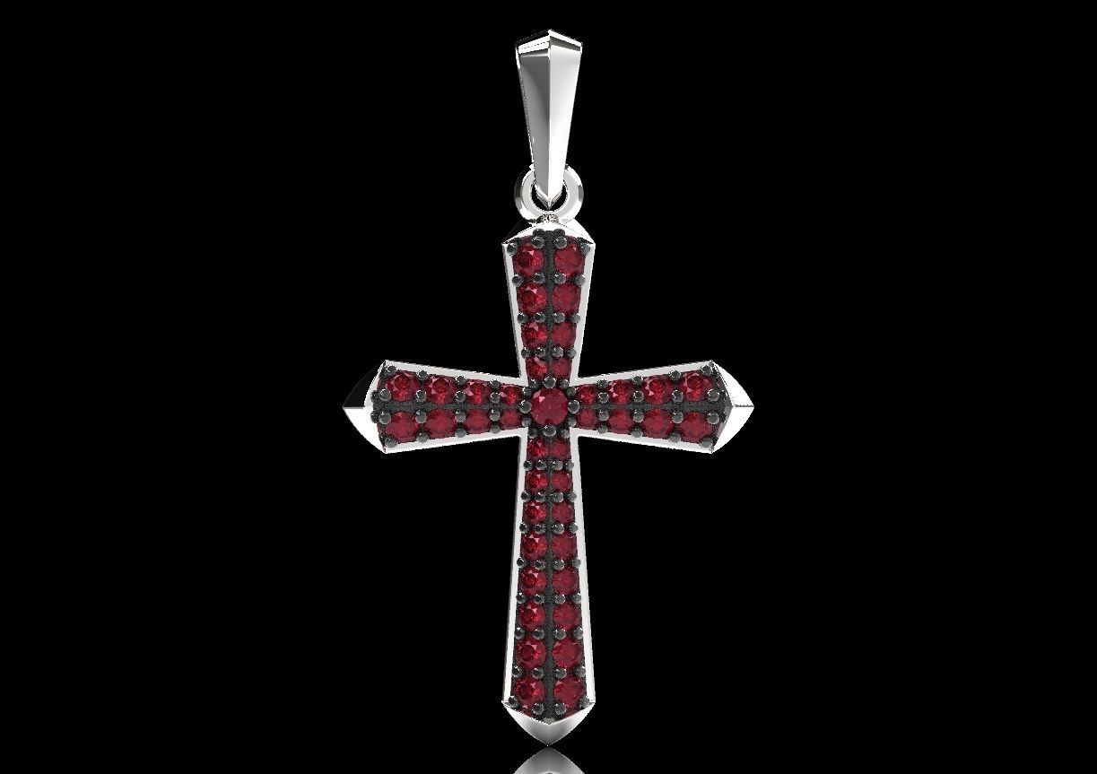 Stylish cross with precious stones 488 3D print model_18