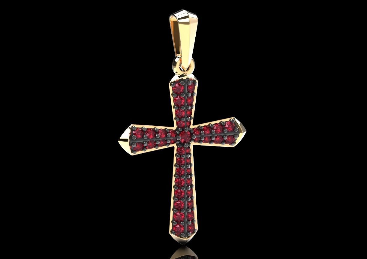 Stylish cross with precious stones 488 3D print model_3