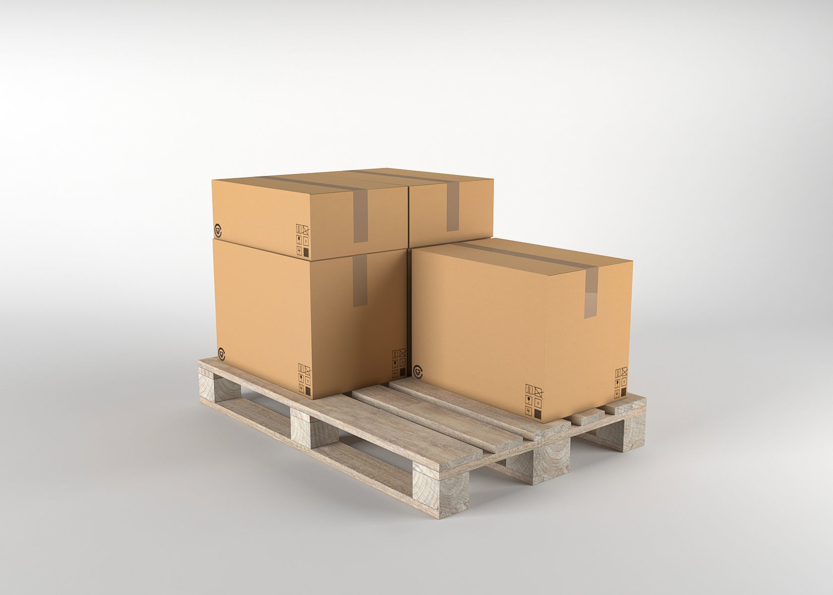Pallet cardboard box Low-poly 3D model_4