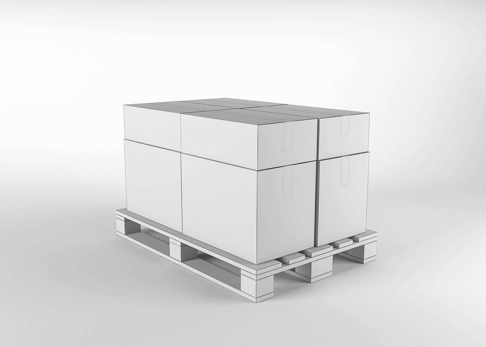 Pallet cardboard box Low-poly 3D model_5