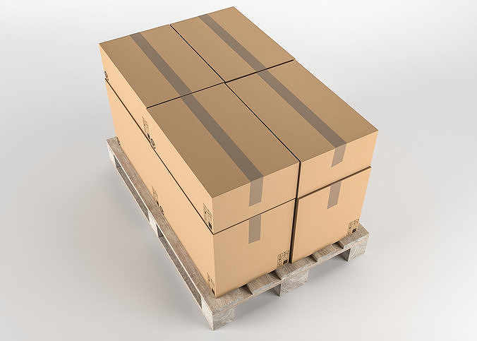 Pallet cardboard box Low-poly 3D model