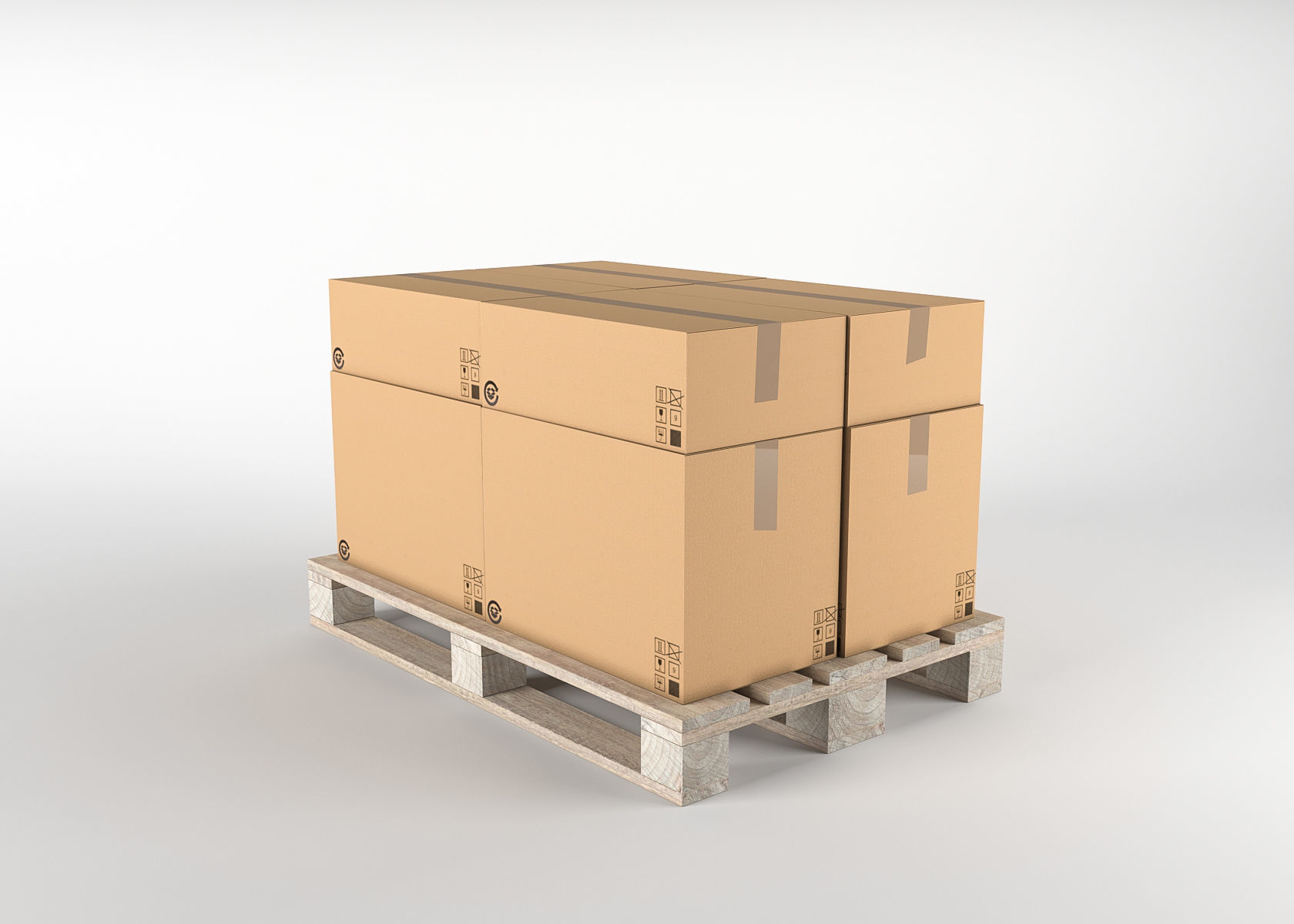Pallet cardboard box Low-poly 3D model_1