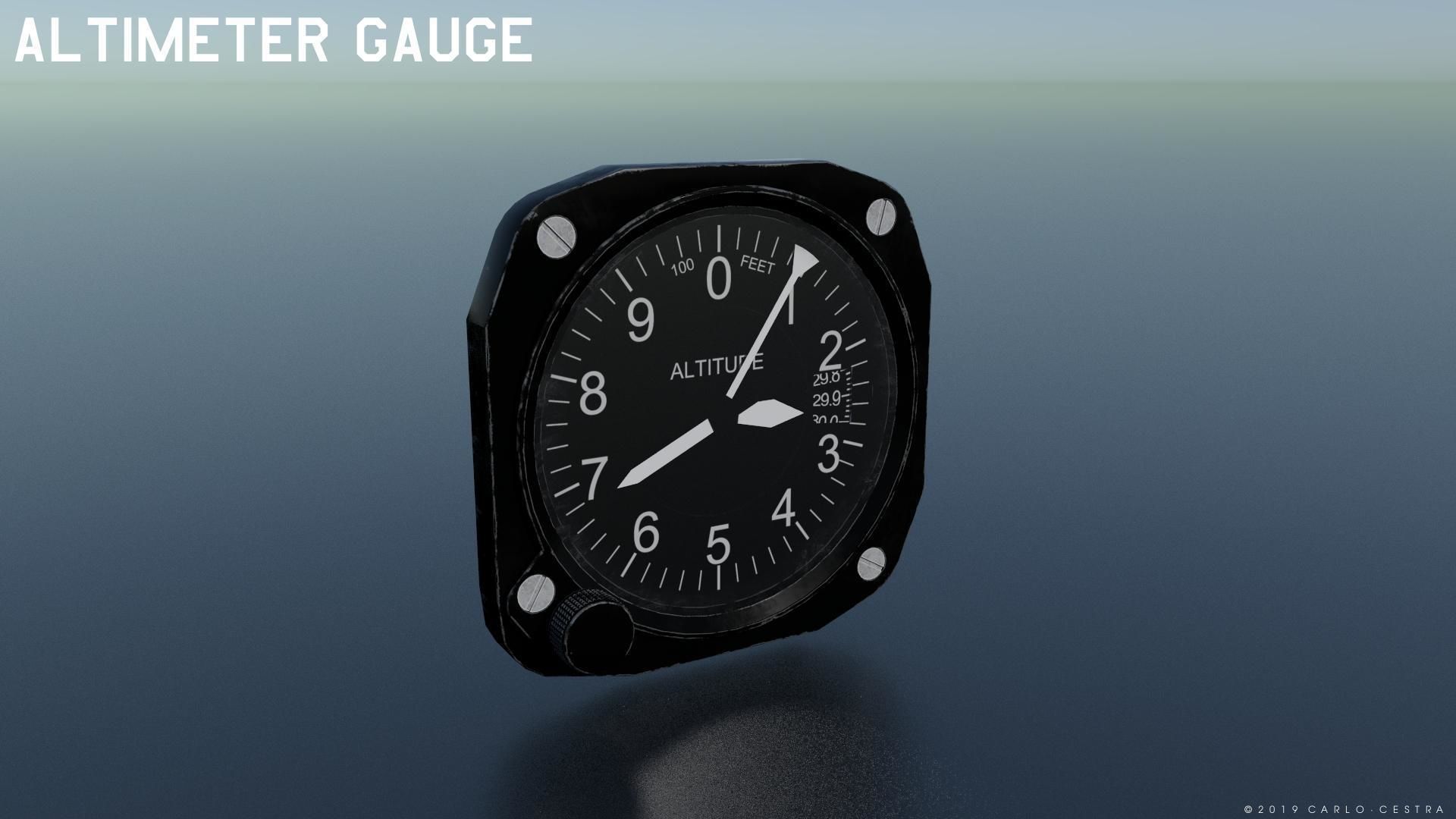 WW2 US NAVY FLIGHT INSTRUMENTS - ASSET PACK Low-poly 3D model_3