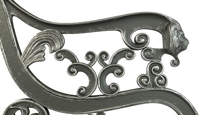 London Vintage Street Bench 3D model 5