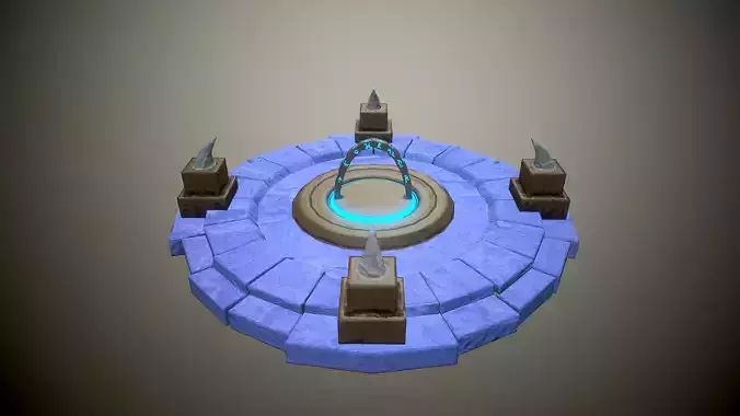 Low poly game ready Portal circle with lights