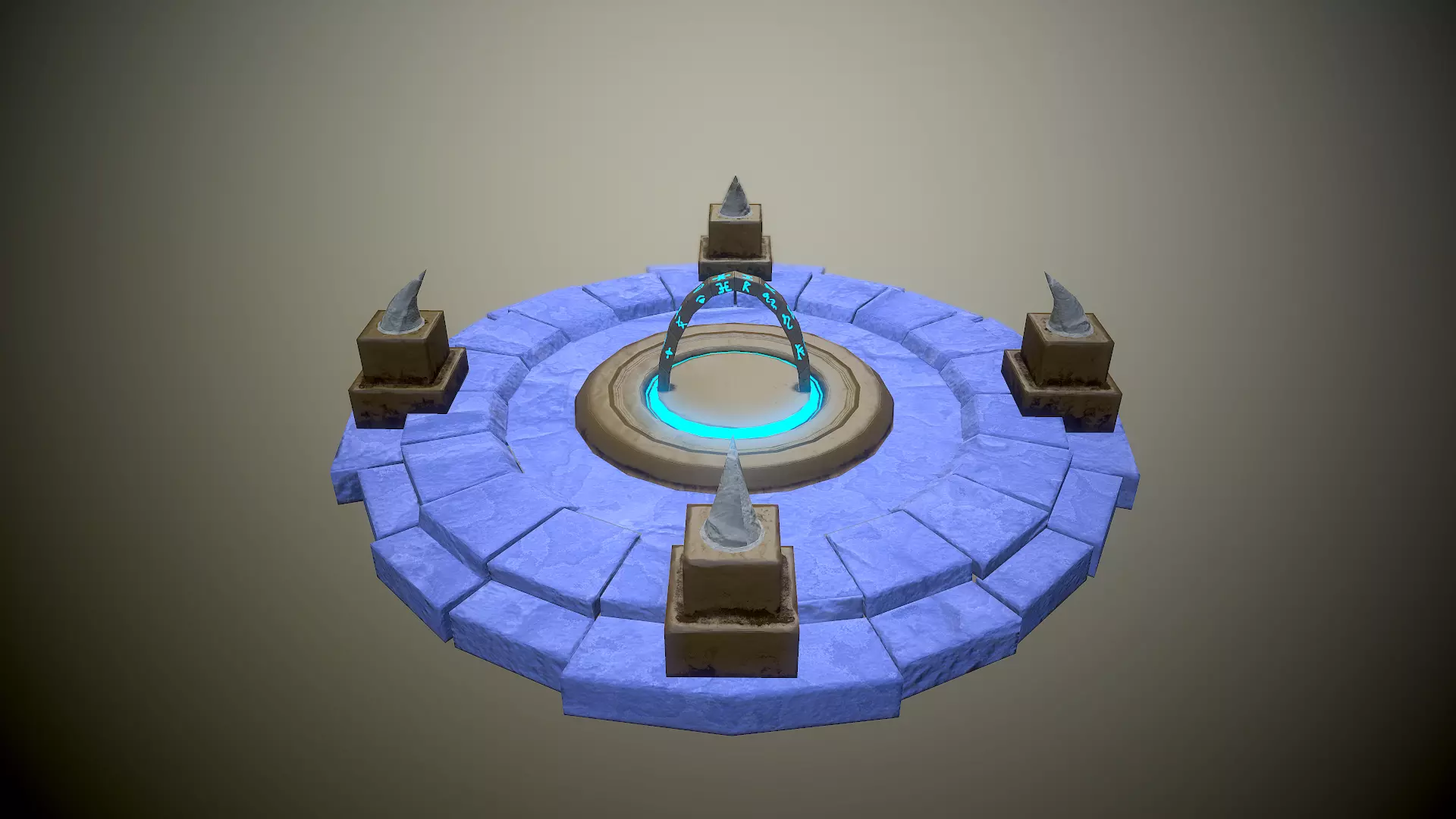 Low poly game ready Portal circle with lights Low-poly 3D model