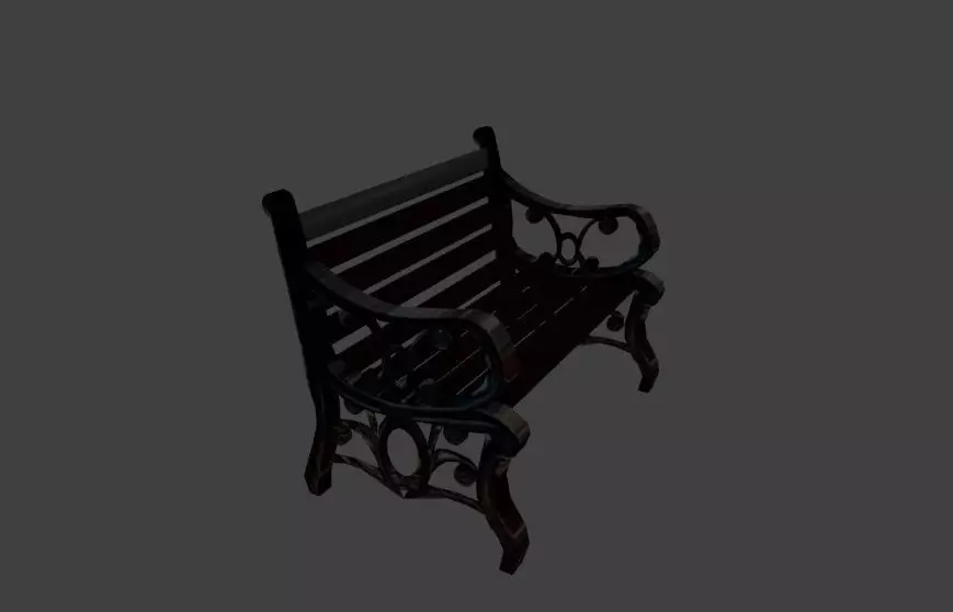 Bench park Low-poly 3D model_0