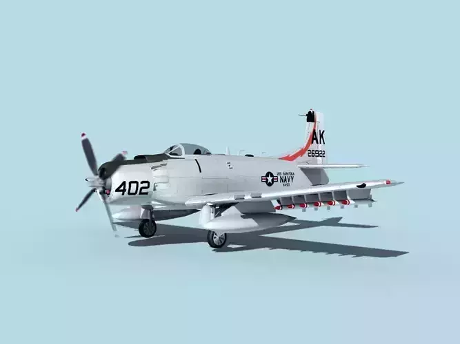 Douglas A-1H Skyraider USN Saratoga 3D model