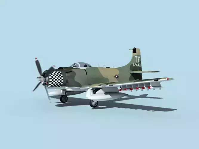 Douglas A-1H Skyraider V15 USAF 3D model