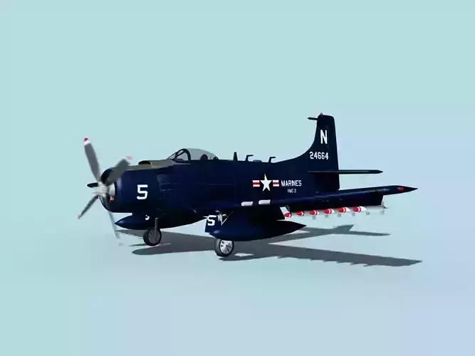 Douglas A-1H Skyraider  V18 USMC 3D model