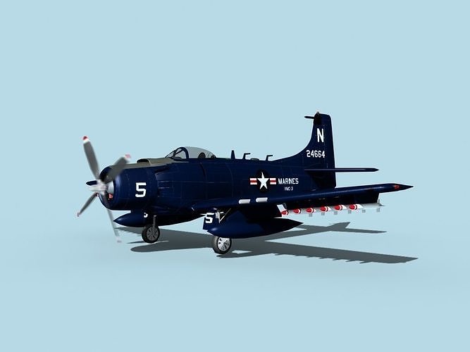 Douglas A-1H Skyraider  V18 USMC 3D model