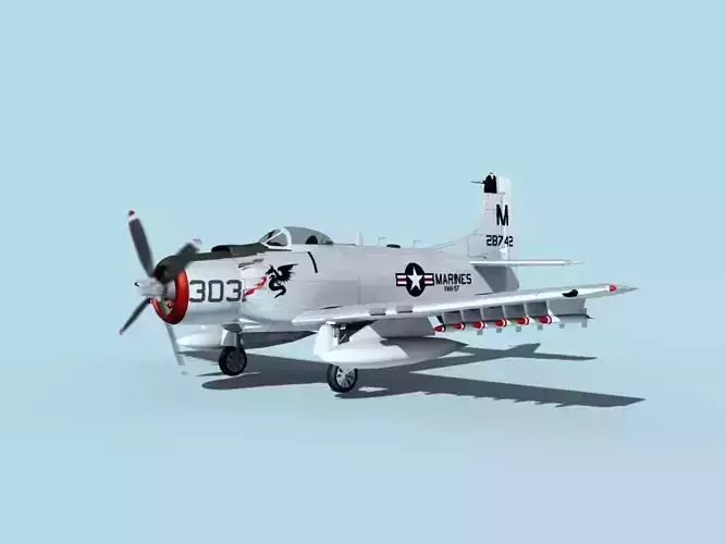 Douglas A-1H Skyraider V19 USMC 3D model