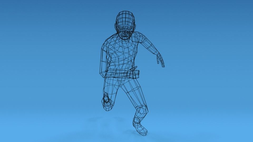 Low Poly Kid Running Low-poly 3D model_16