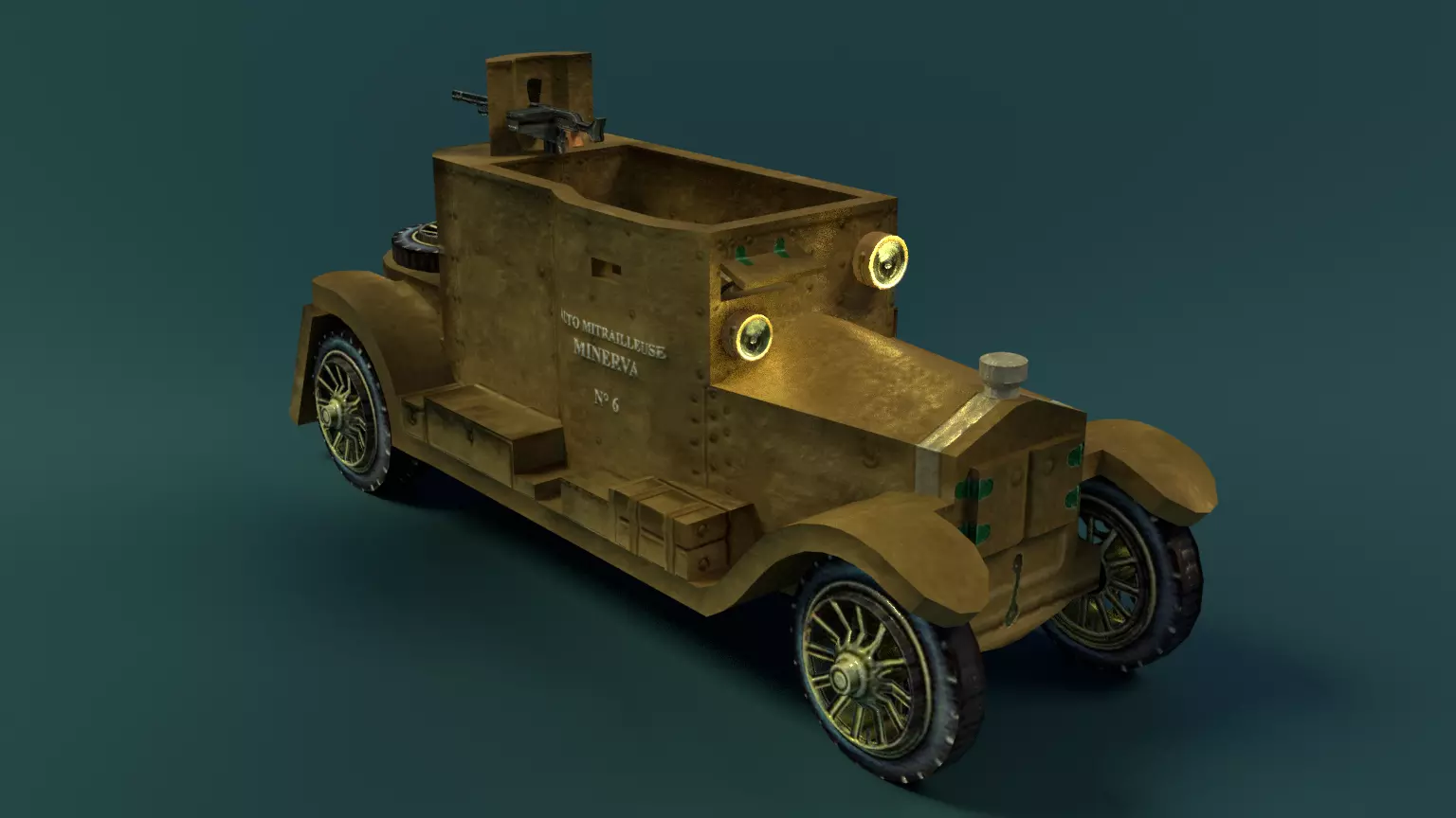 Minerva Armored Car with texture Low-poly 3D model_0