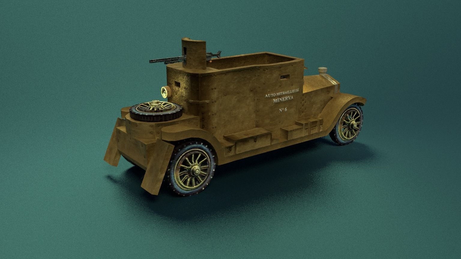 Minerva Armored Car with texture Low-poly 3D model_6