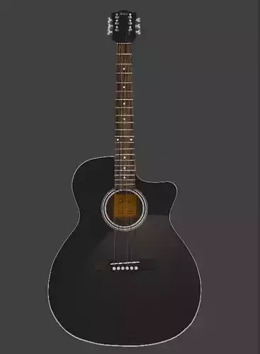 Low-Poly black guitar 3D Model