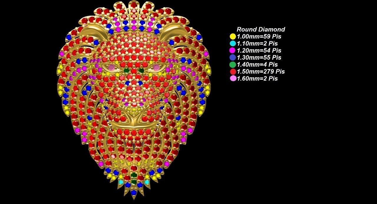 Lion Pendant  3D print model_1