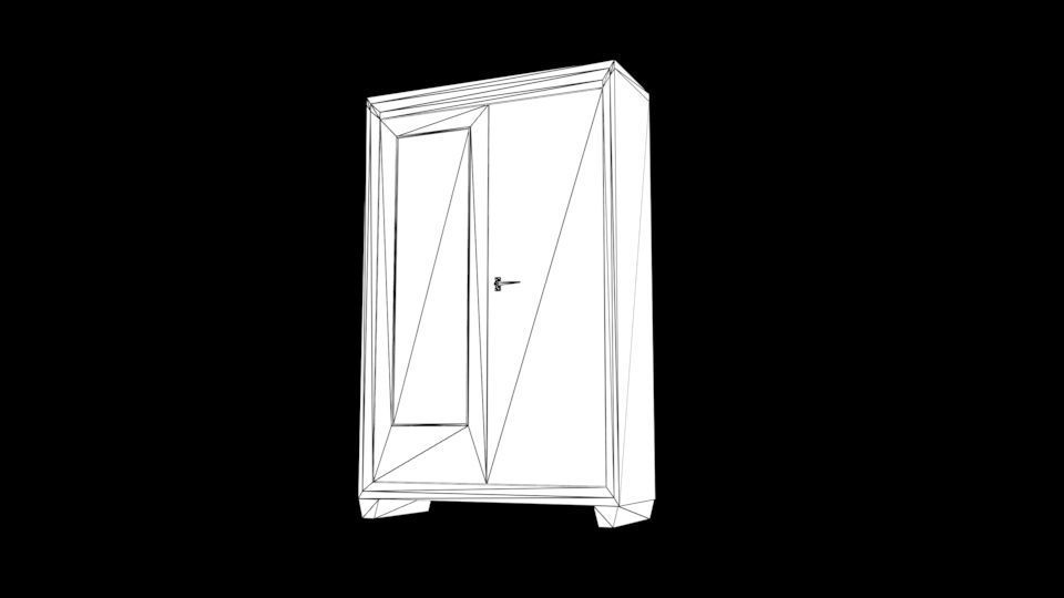 cupboard wooden wardrobe with mirror Low-poly 3D model_4