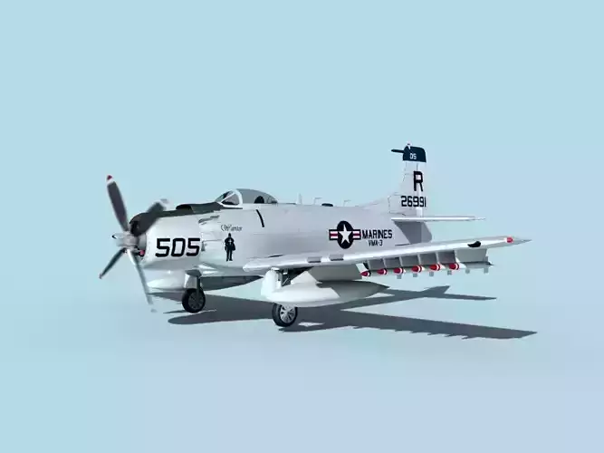 Douglas A-1H Skyraider V20 USMC 3D model