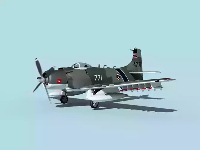 Douglas A-1H Skyraider Thai AF 3D model