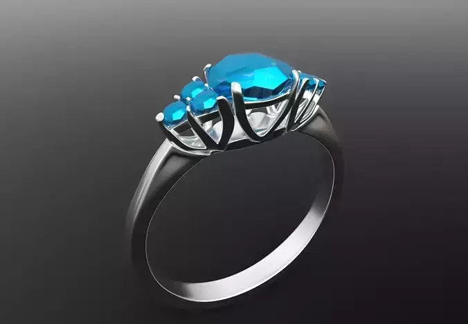 Silver ring with aquamarine