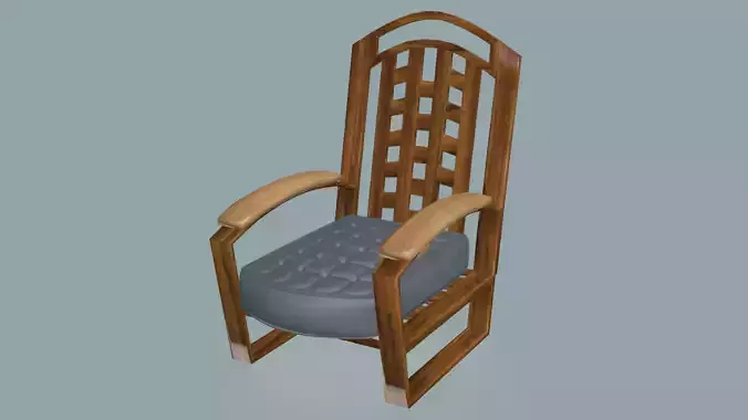 Checker backside wooden and cotton armchair