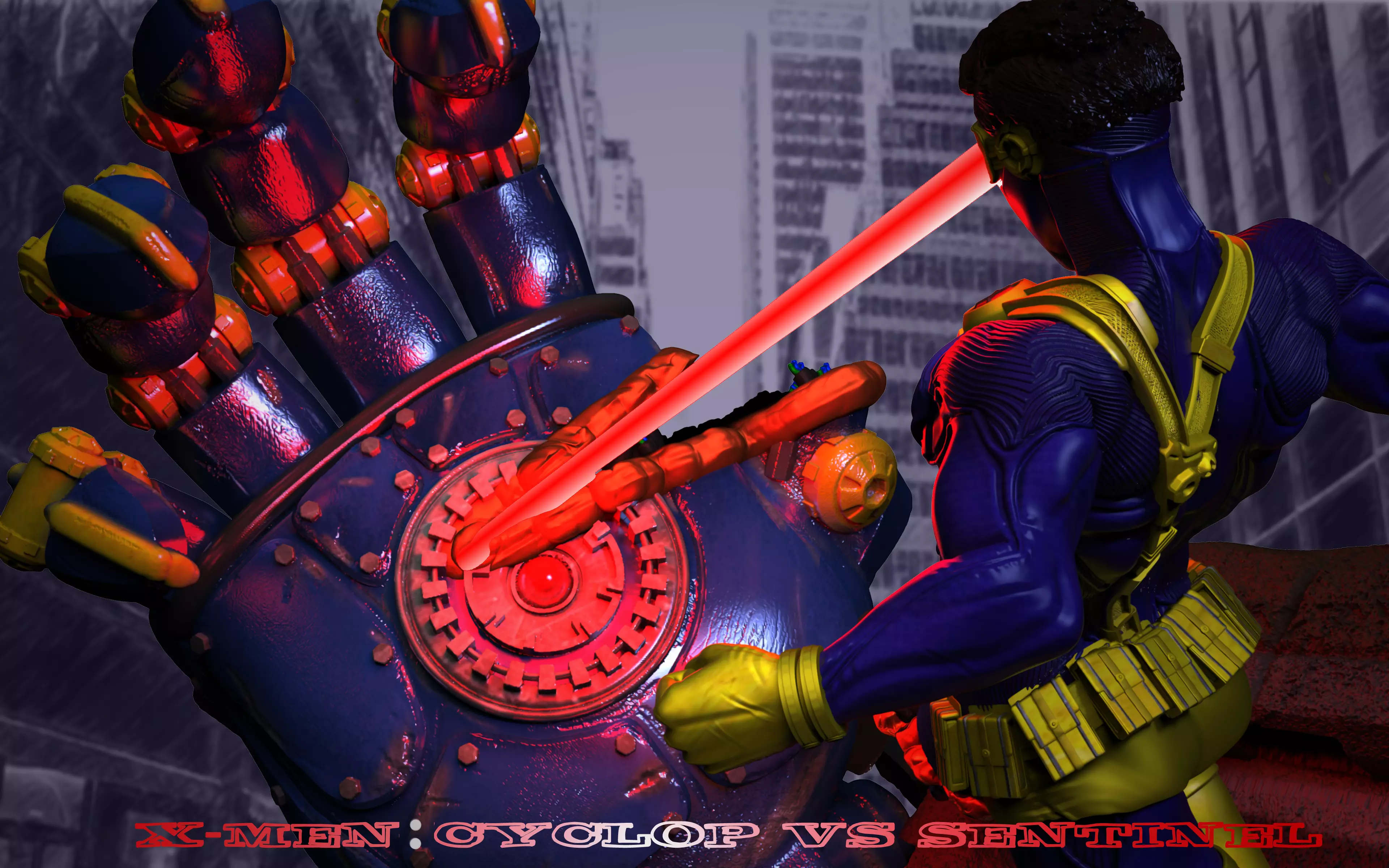 X-men Cyclop VS Sentinel 3D print model_0