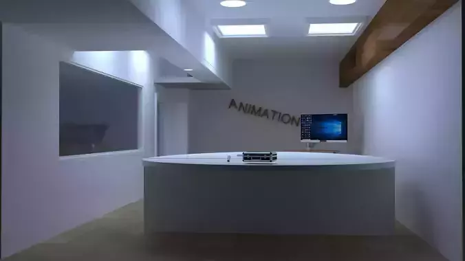 Interior office with desk and computer